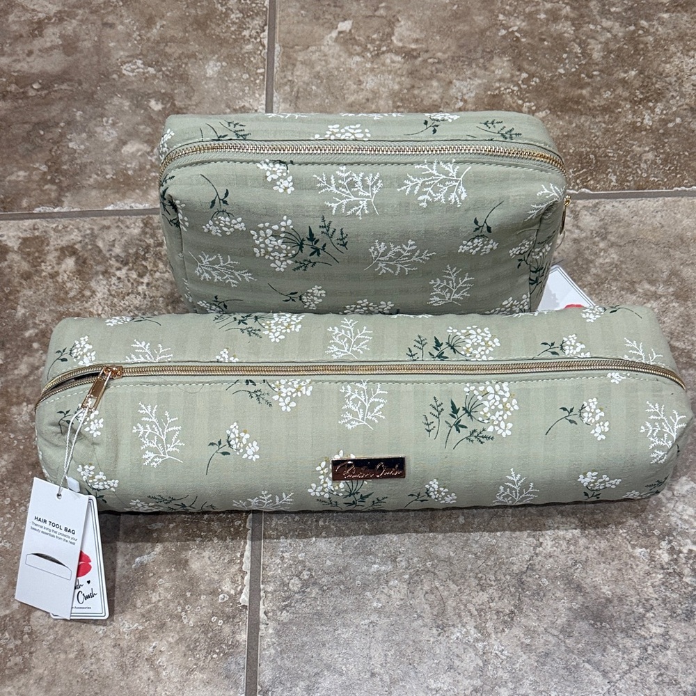 Sage Floral Cosmetic Bag Set by